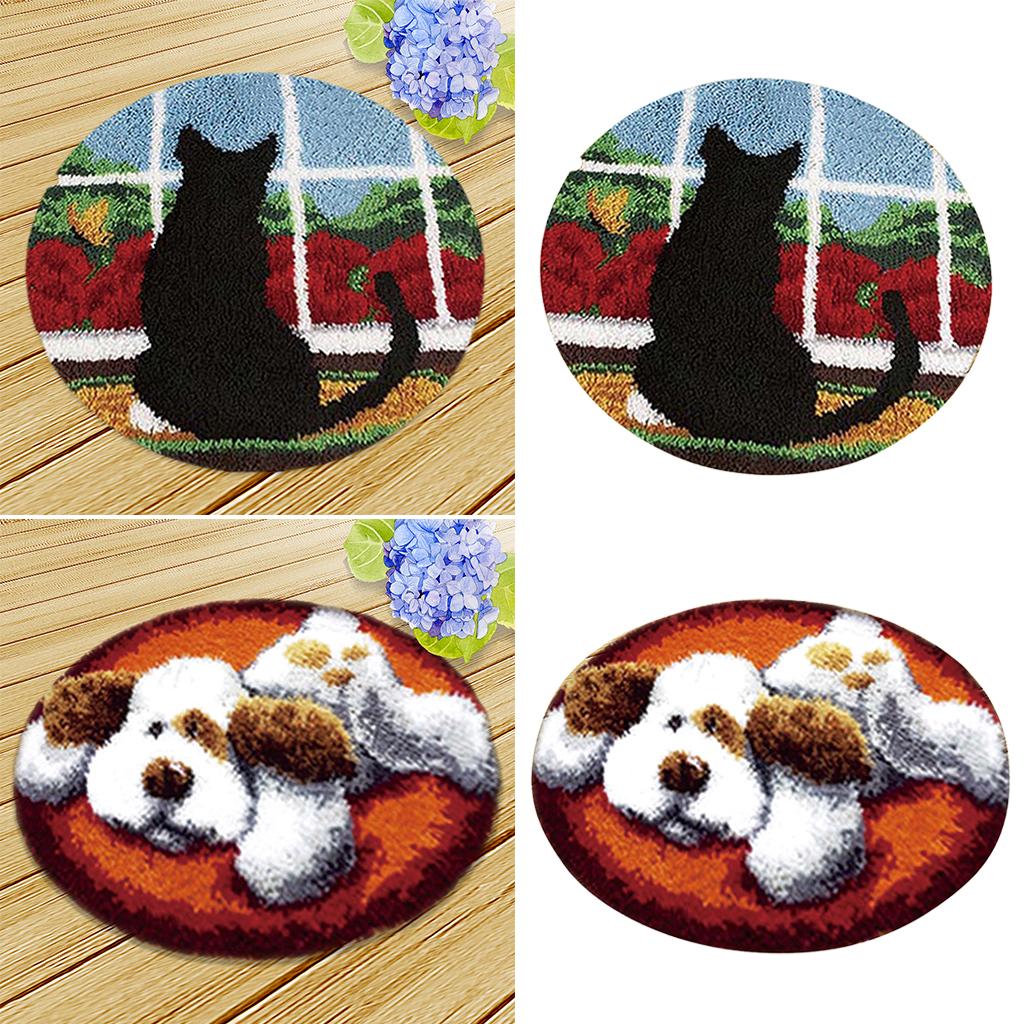 2 Sets Latch Hook Kits DIY Carpet Latch Hooking Rug Kits Cushion Embroidery