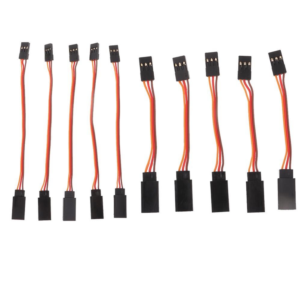 10 Piece 50-100mm 3 Pin Servo Extension Cord for Futaba JR Connector Accs