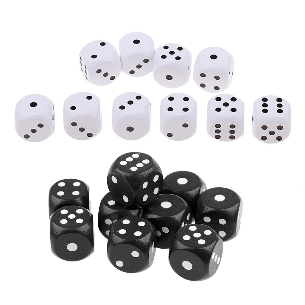 20 Pieces Wooden Dice D6 Six Sided Dotted Dice for Dungeons and Dragons Game
