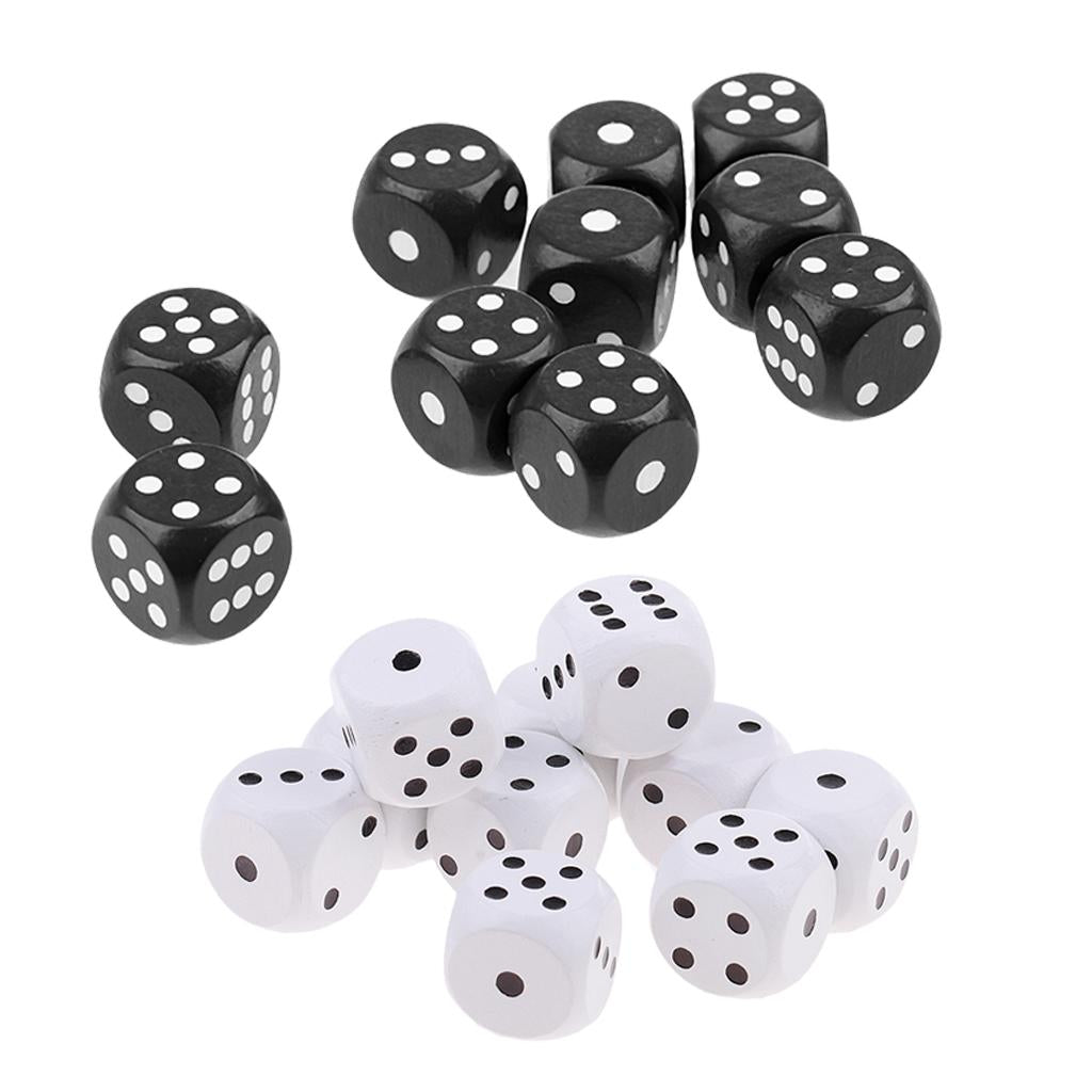 20 Pieces Wooden Dice D6 Six Sided Dotted Dice for Dungeons and Dragons Game