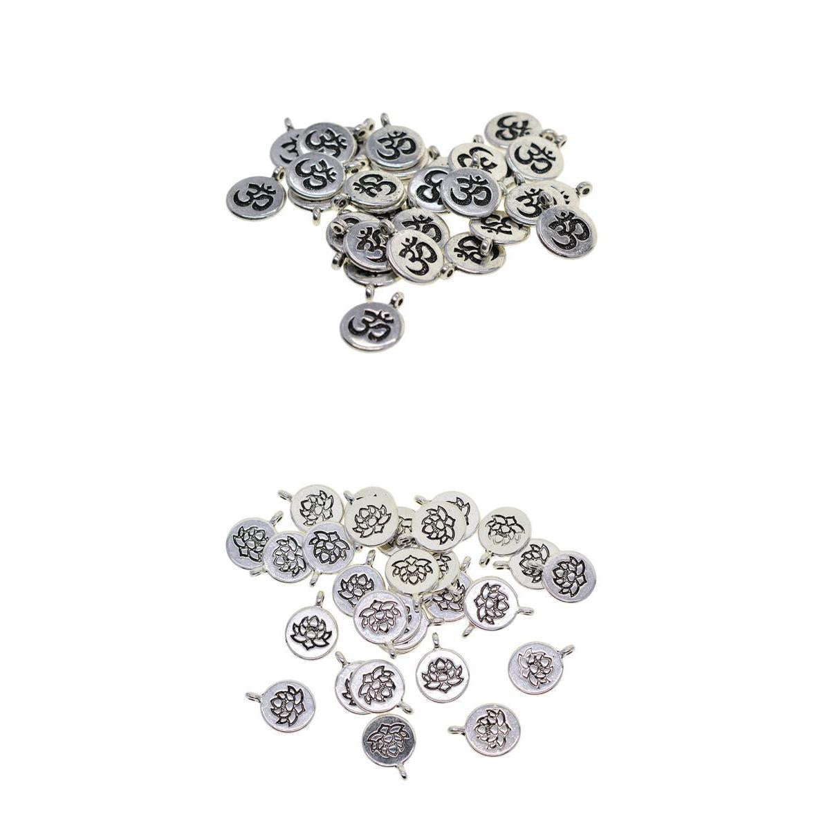 60x Tibetan Silver Yoga Charms DIY Pendant for Necklace Jewelry Making Craft