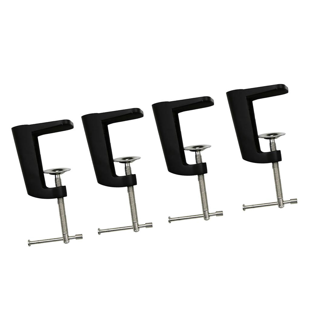 4Pcs Metal Adjustable Arm Desk Clamp Table Lamp Clip Holder Stand Black