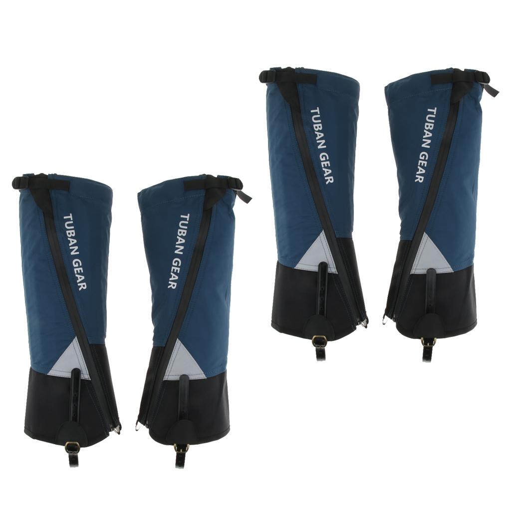 4pcs Waterproof Walking Trekking Gaiters Boots Cover Leggings Blue M