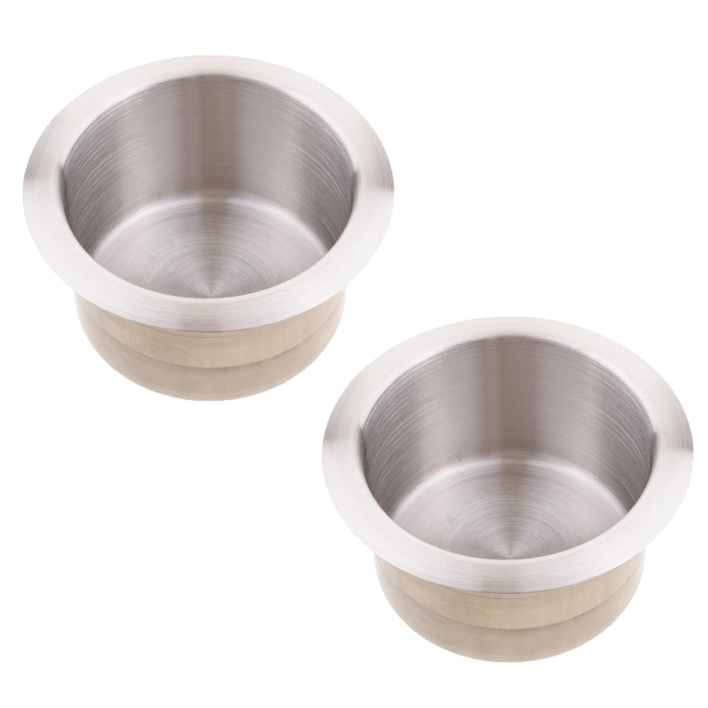 2pcs Stainless Steel Recessed Cup Drink Holder Marine Boat RV Camper 85x55mm