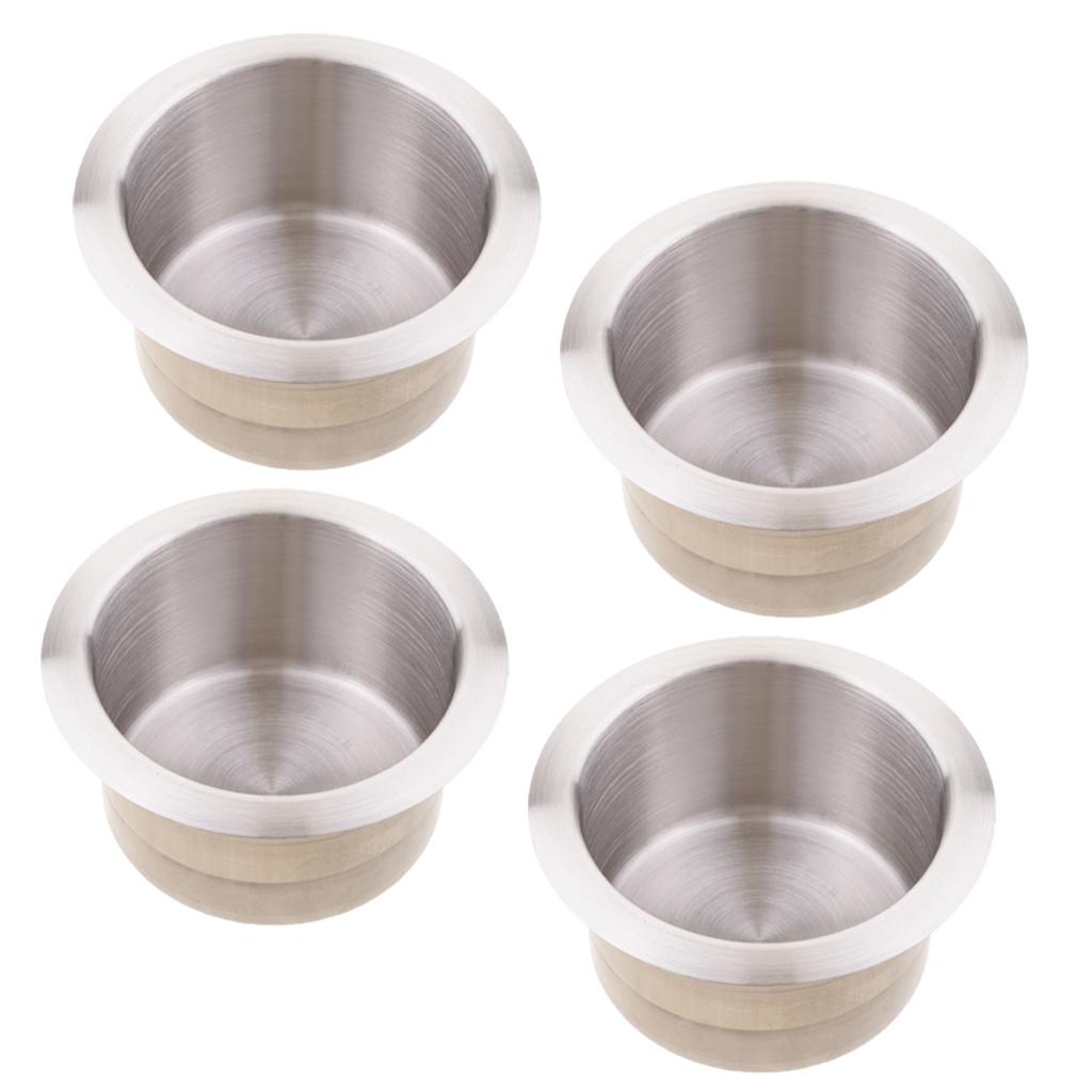 4pcs Stainless Steel Recessed Cup Drink Holder Marine Boat RV Camper 85x55mm