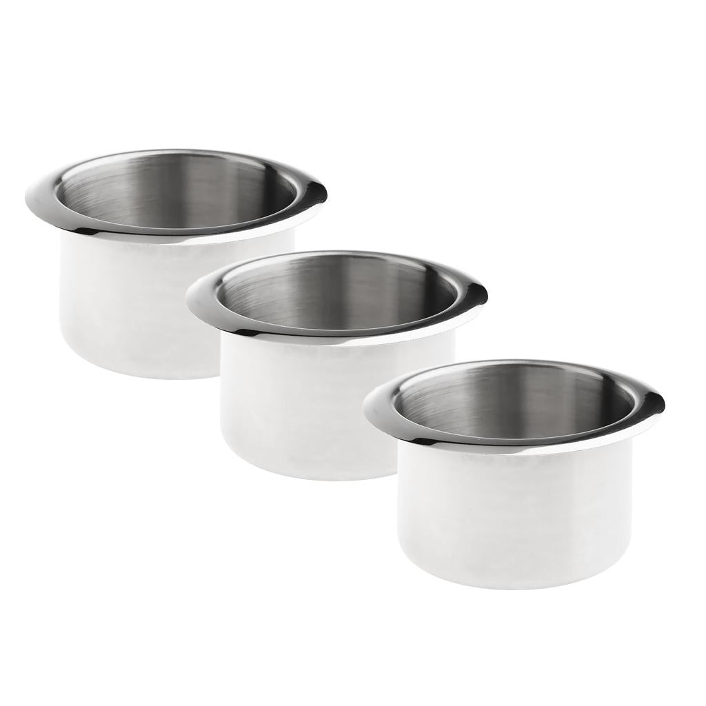 3x Stainless Steel Cup Drink Holder Polished for Marine Car Truck Camper RV