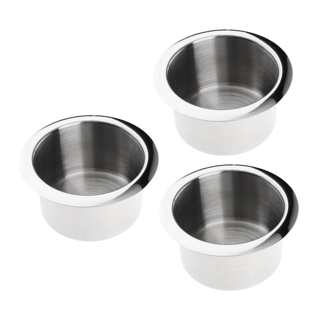 3x Stainless Steel Cup Drink Holder Polished for Marine Car Truck Camper RV