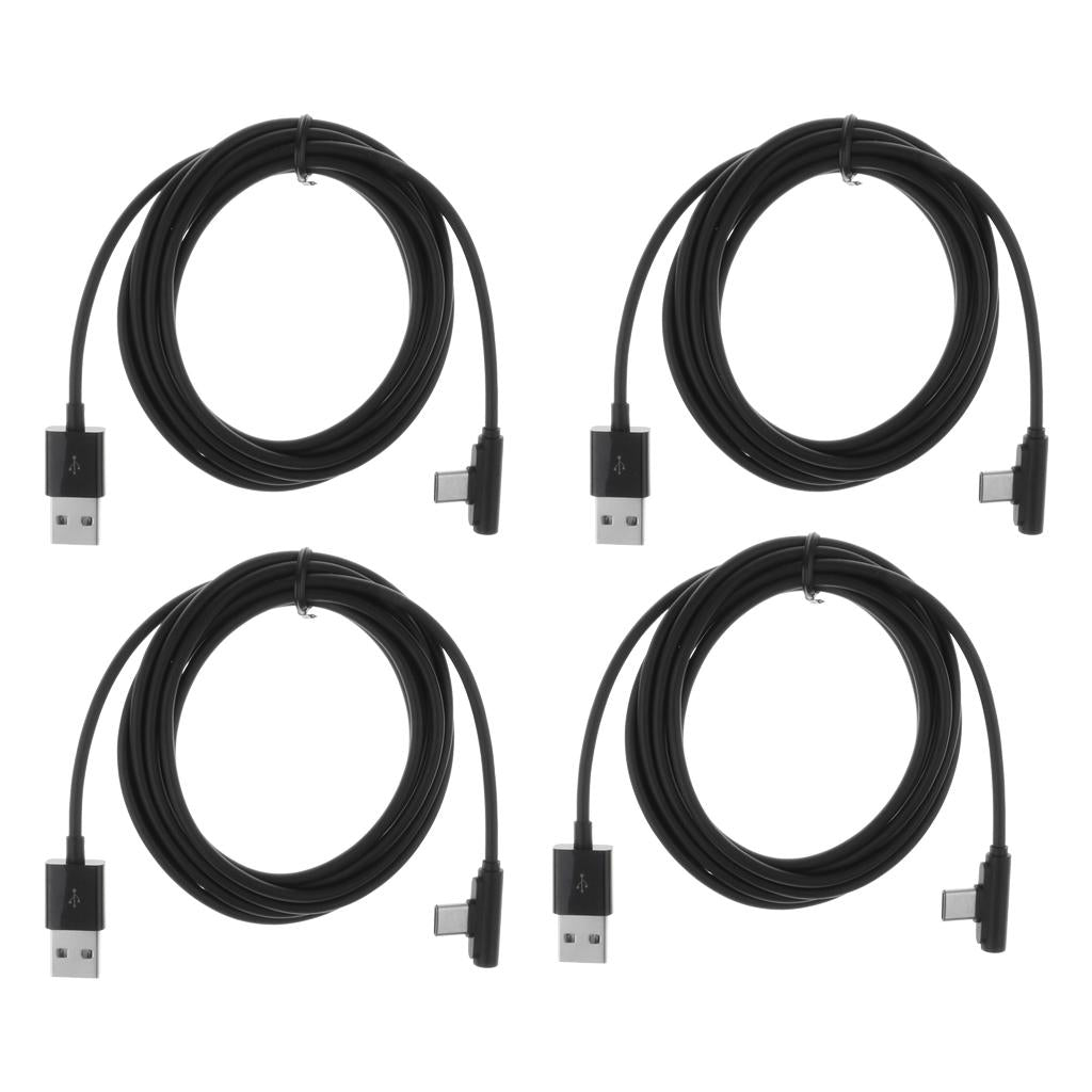 4x 90 Degree USB Type C Cable Fast Charging Data Cable for Android Black 2m