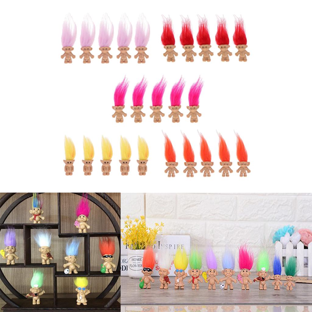 Chromatic Lucky Troll Doll Mini Action Figures Toy Cake Decor 25pcs