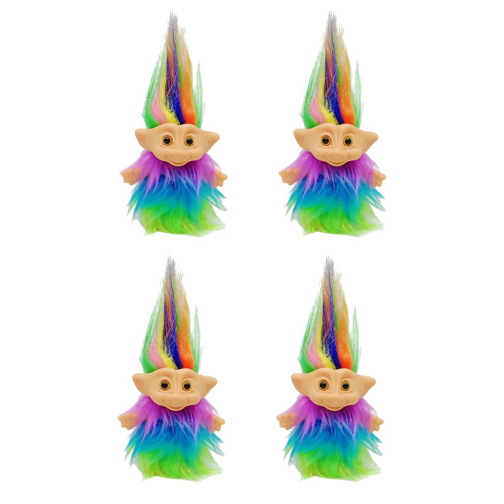 4 Pieces Delicate Lucky Troll Doll Mini Action Figures Cake Decor Colorful
