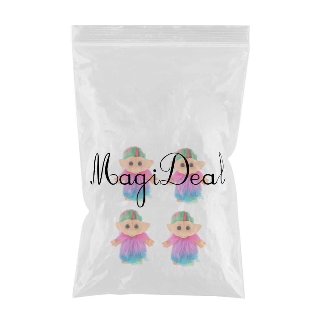 4 Pieces Delicate Lucky Troll Doll Mini Action Figures Cake Decor Colorful