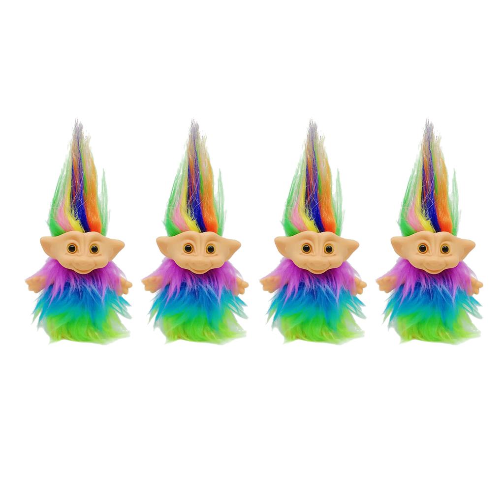 4 Pieces Delicate Lucky Troll Doll Mini Action Figures Cake Decor Colorful