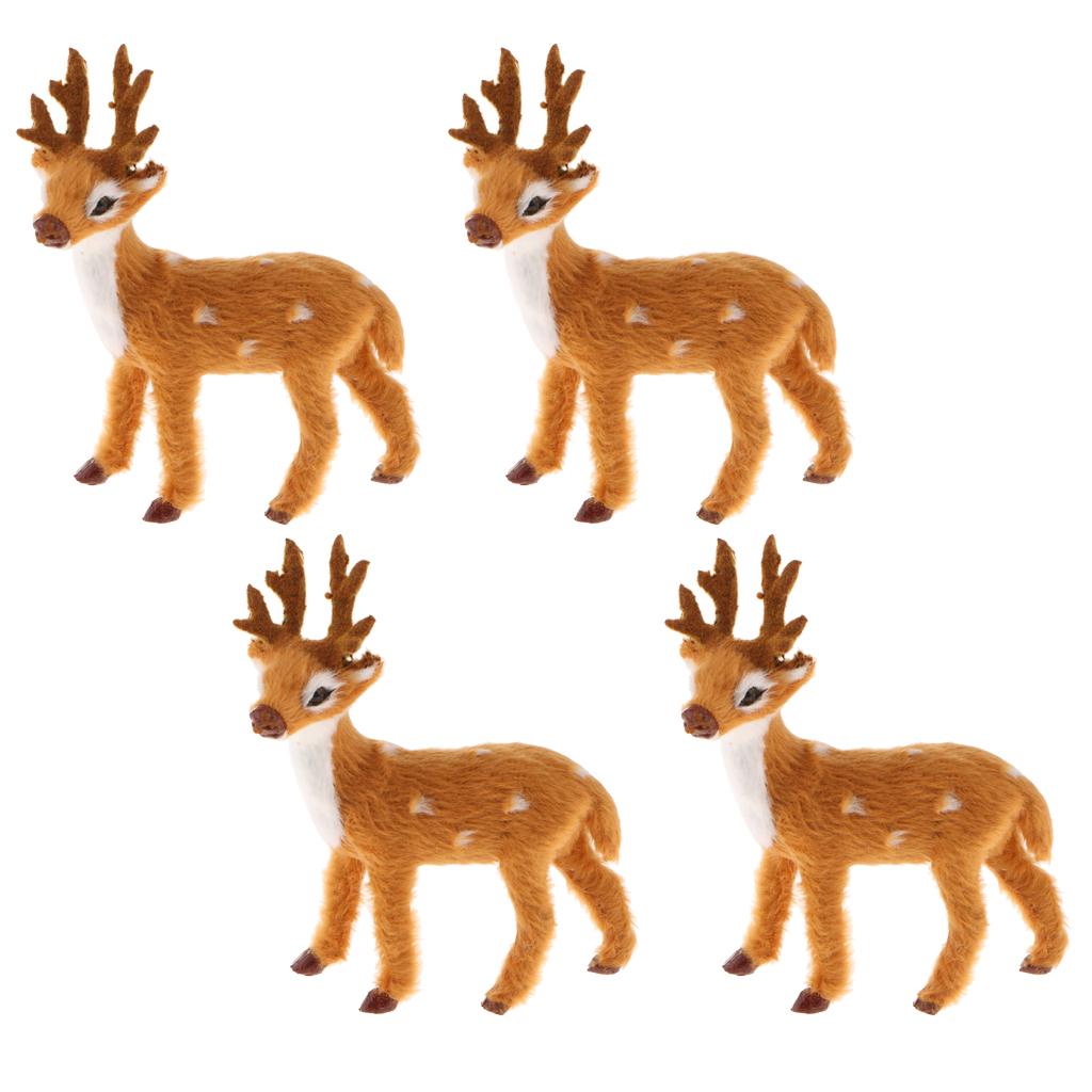4Pcs Miniature Realistic Deer Figurine Statue Model Home Gift Decorative