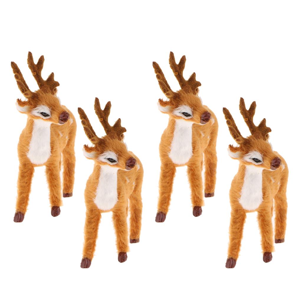 4Pcs Miniature Realistic Deer Figurine Statue Model Home Gift Decorative