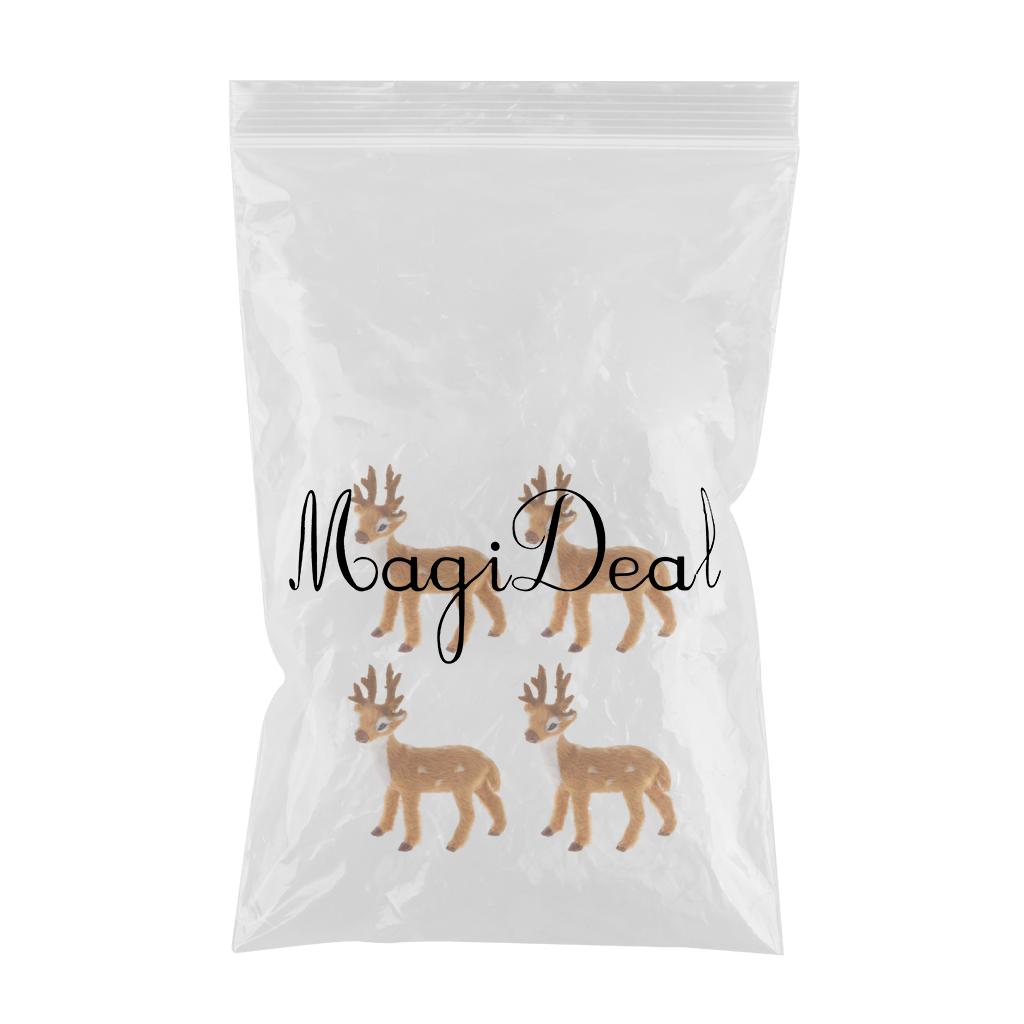 4Pcs Miniature Realistic Deer Figurine Statue Model Home Gift Decorative