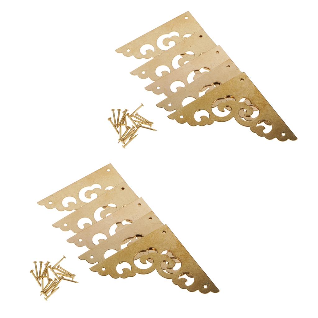 10pcs Brass Antique Wooden Jewelry Gift Box Cabinet Corner Protector Gold