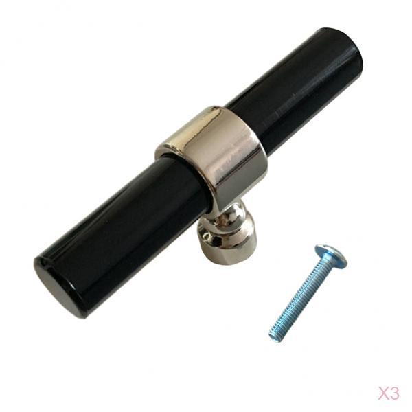 2xAcrylic Rod Bar Door Handles Drawer Cabinet Pull Knob Brushed Chrome 81mm