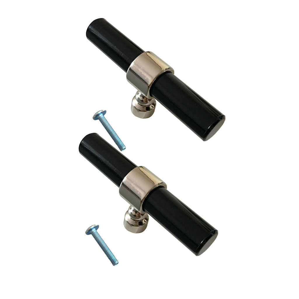 2xAcrylic Rod Bar Door Handles Drawer Cabinet Pull Knob Brushed Chrome 81mm
