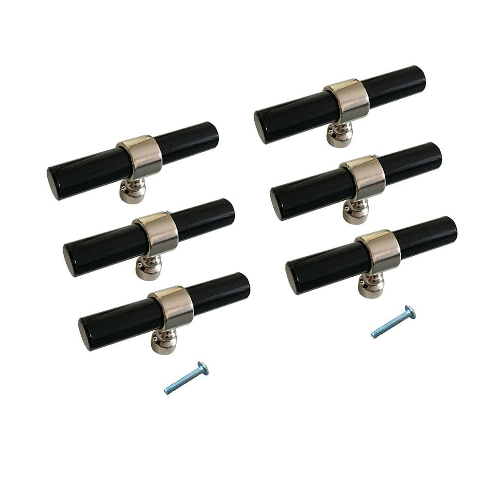 6xAcrylic Rod Bar Door Handles Drawer Cabinet Pull Knob Brushed Chrome 81mm