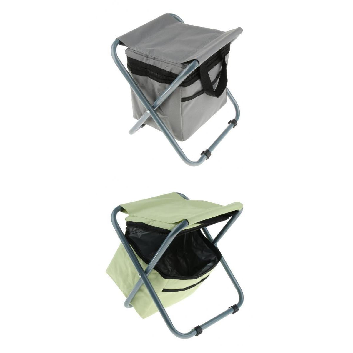 2PCS Folding Camping Stool Seat Backpack with Cooler Bag for Fishing Travel