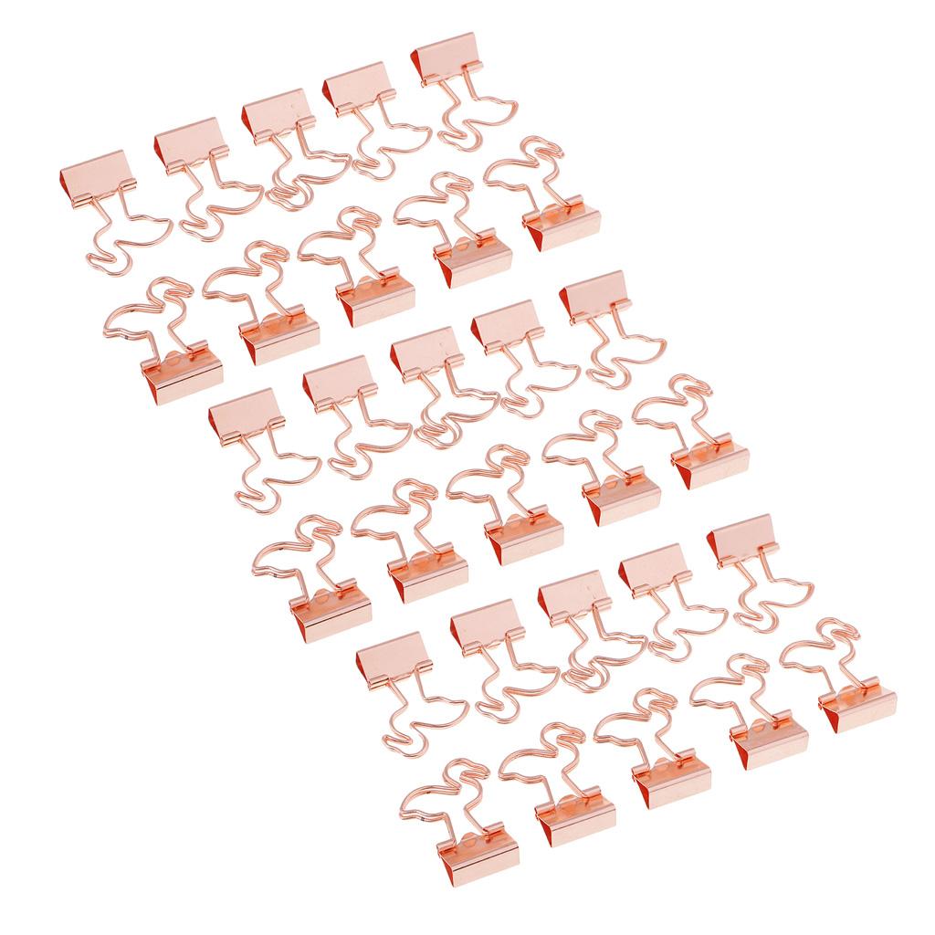 30 Pieces Cute Flamingo Metal Foldback Binder Clips Stationary Paper Clips