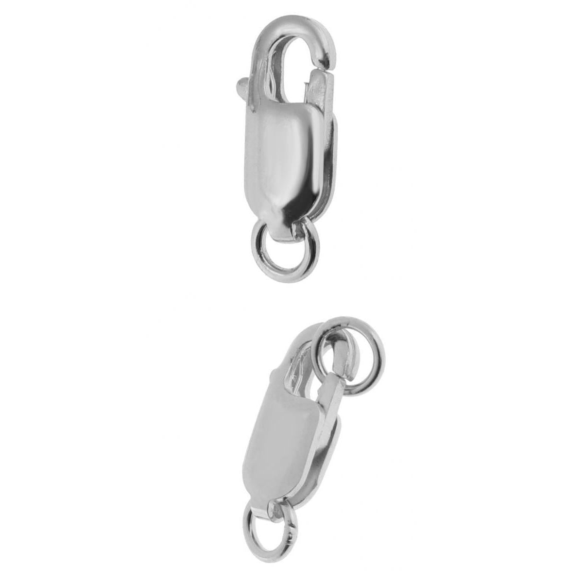 2 Pieces 925 Sterling Lobster Clasp Split Ring Jewelry Keychain DIY Platinum