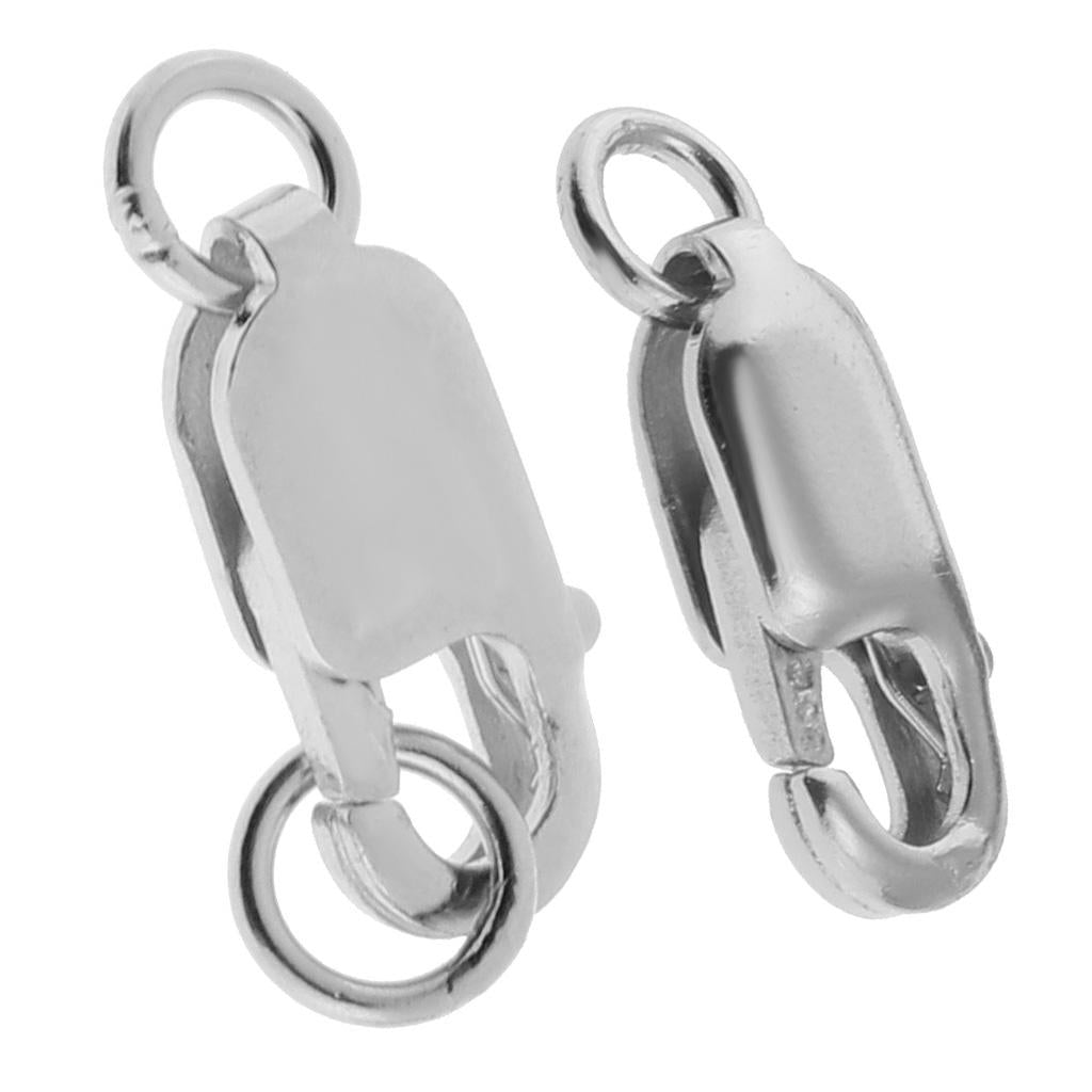 2 Pieces 925 Sterling Lobster Clasp Split Ring Jewelry Keychain DIY Platinum