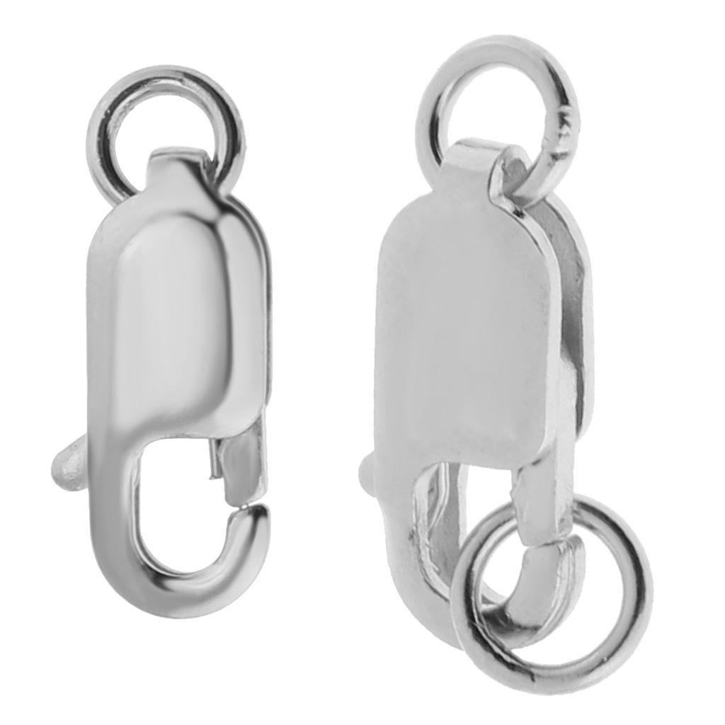 2 Pieces 925 Sterling Lobster Clasp Split Ring Jewelry Keychain DIY Platinum