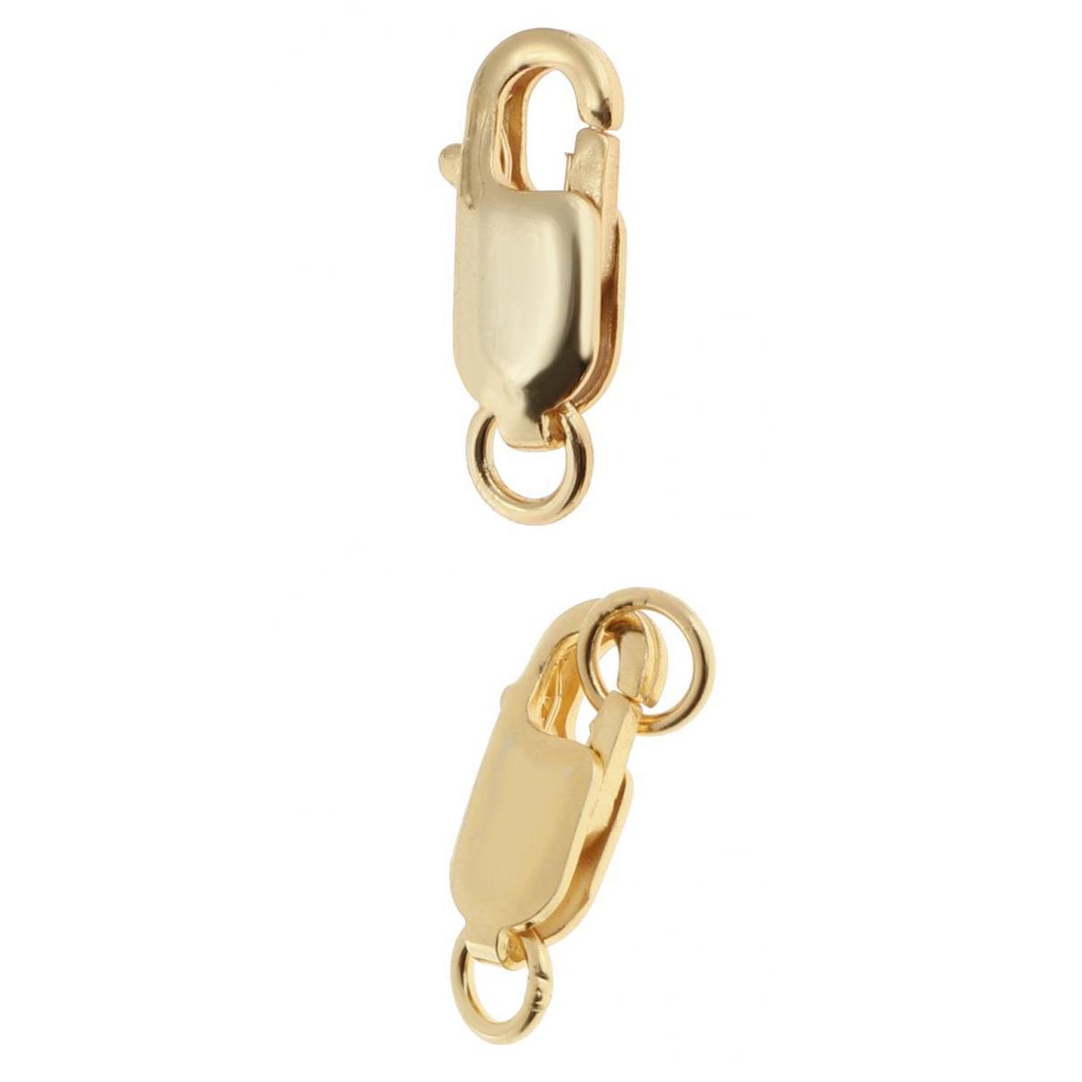 2Pcs 925 Sterling Metal Lobster Clasp Split Ring Jewelry Keychain DIY Gold