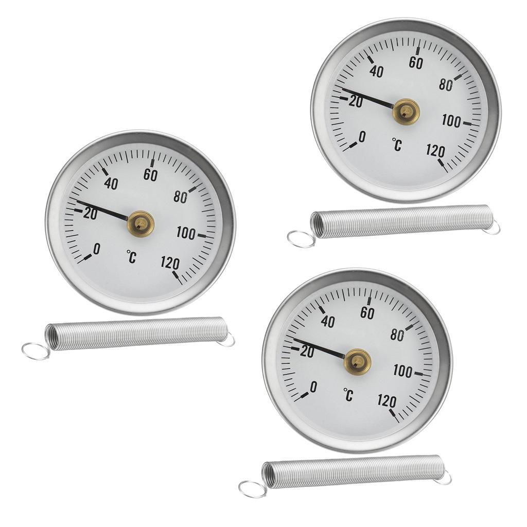 3PCS 63mm Clip-on Pipe Thermometer Temperature Gauge With Spring