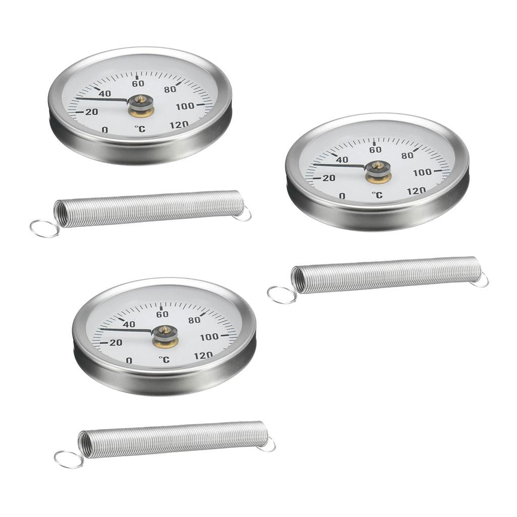 3PCS 63mm Clip-on Pipe Thermometer Temperature Gauge With Spring