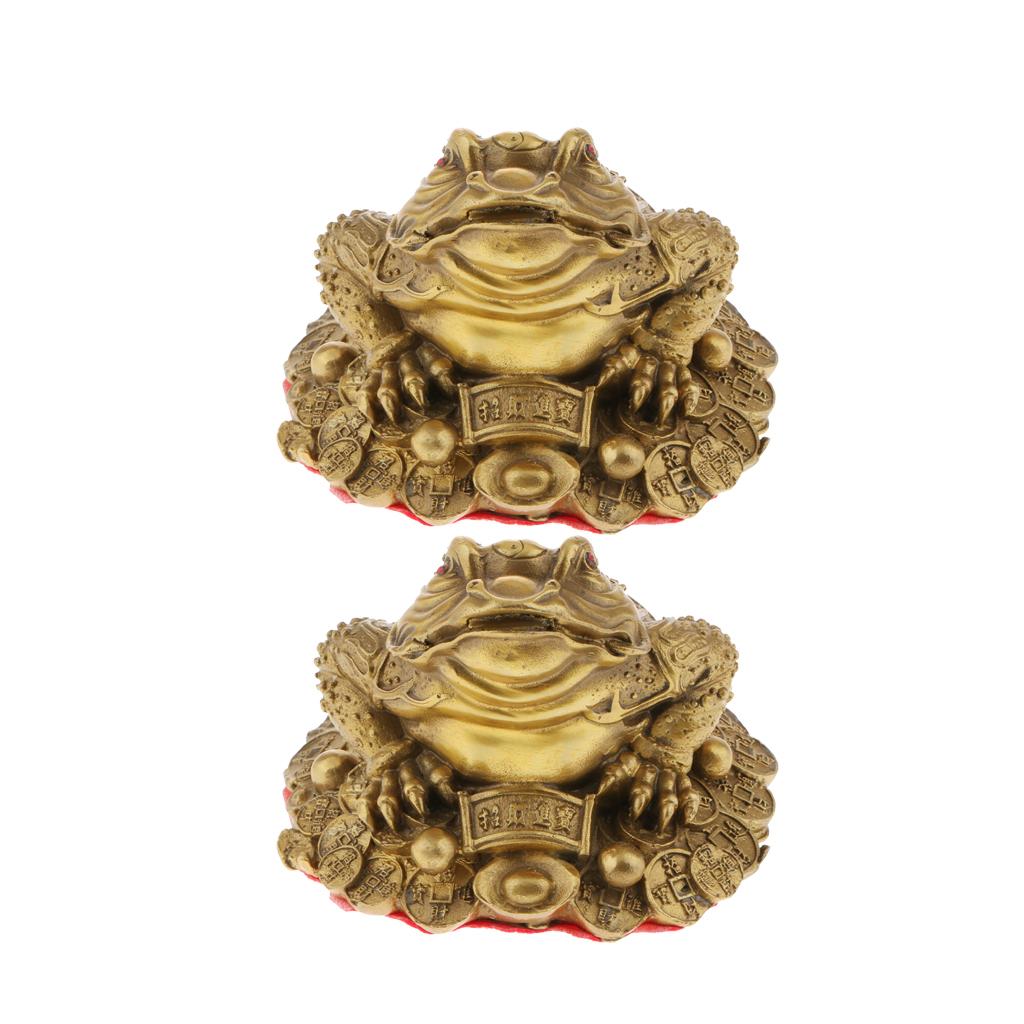 2xFeng Shui Money Lucky Fortune Oriental Chinese Wealth Frog Toad Figurine S