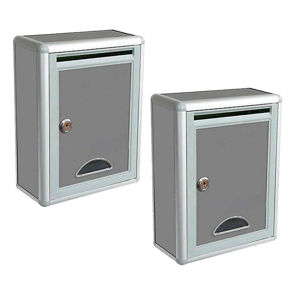 2xOutdoor Security Locking Mailbox Letter Box Suggestion Box Newspaper Box