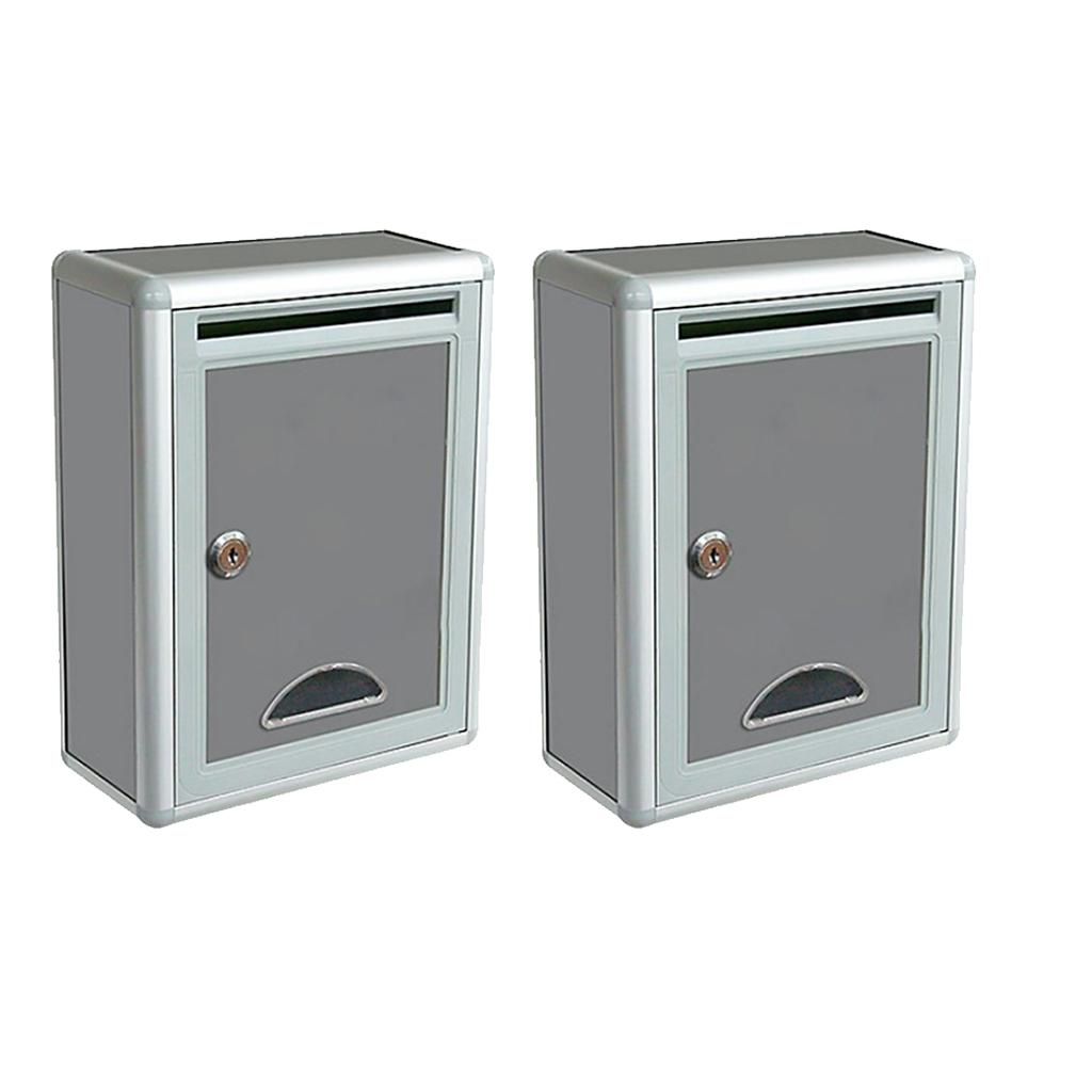 2xOutdoor Security Locking Mailbox Letter Box Suggestion Box Newspaper Box