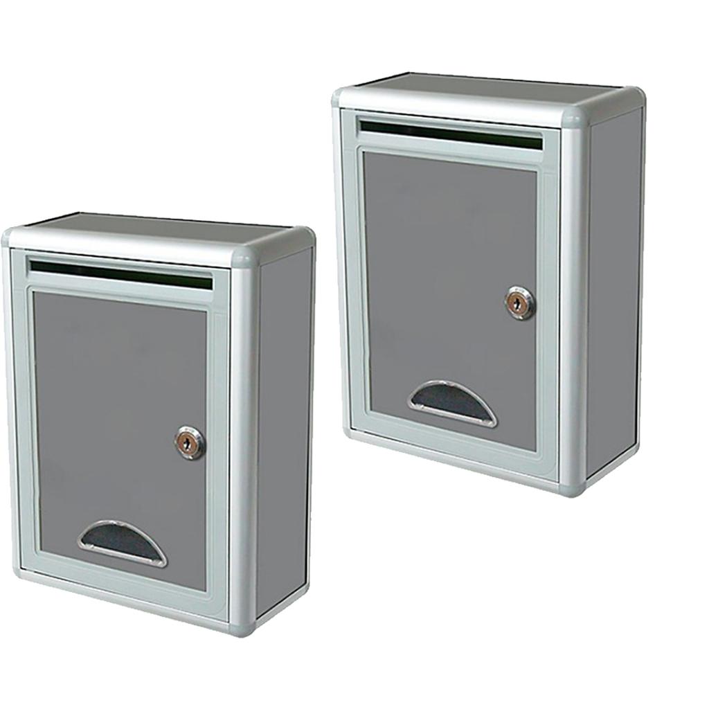 2xOutdoor Security Locking Mailbox Letter Box Suggestion Box Newspaper Box
