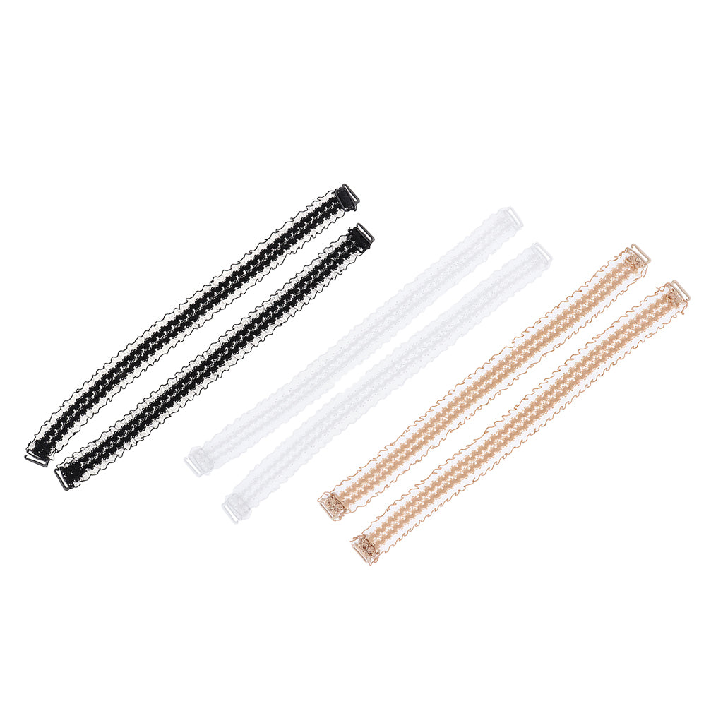 3 Pairs Womens Elastic Lace Bra Straps Non-slip Shoulder Strap Replacement
