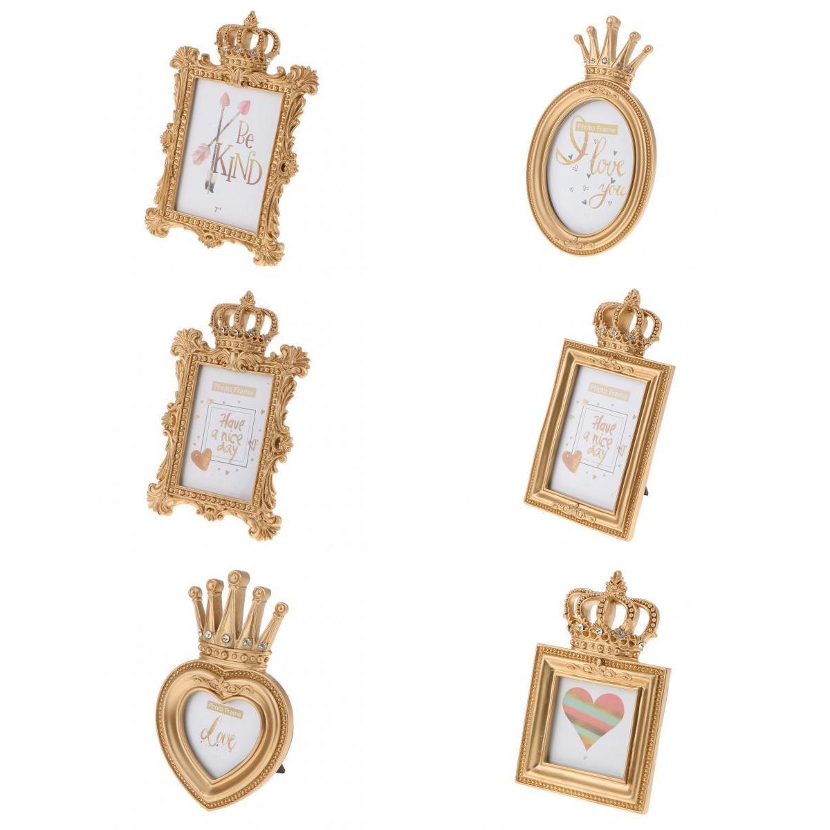 6pcs Gold Crown Resin Photo Frame Baroque Luxury Style Decor