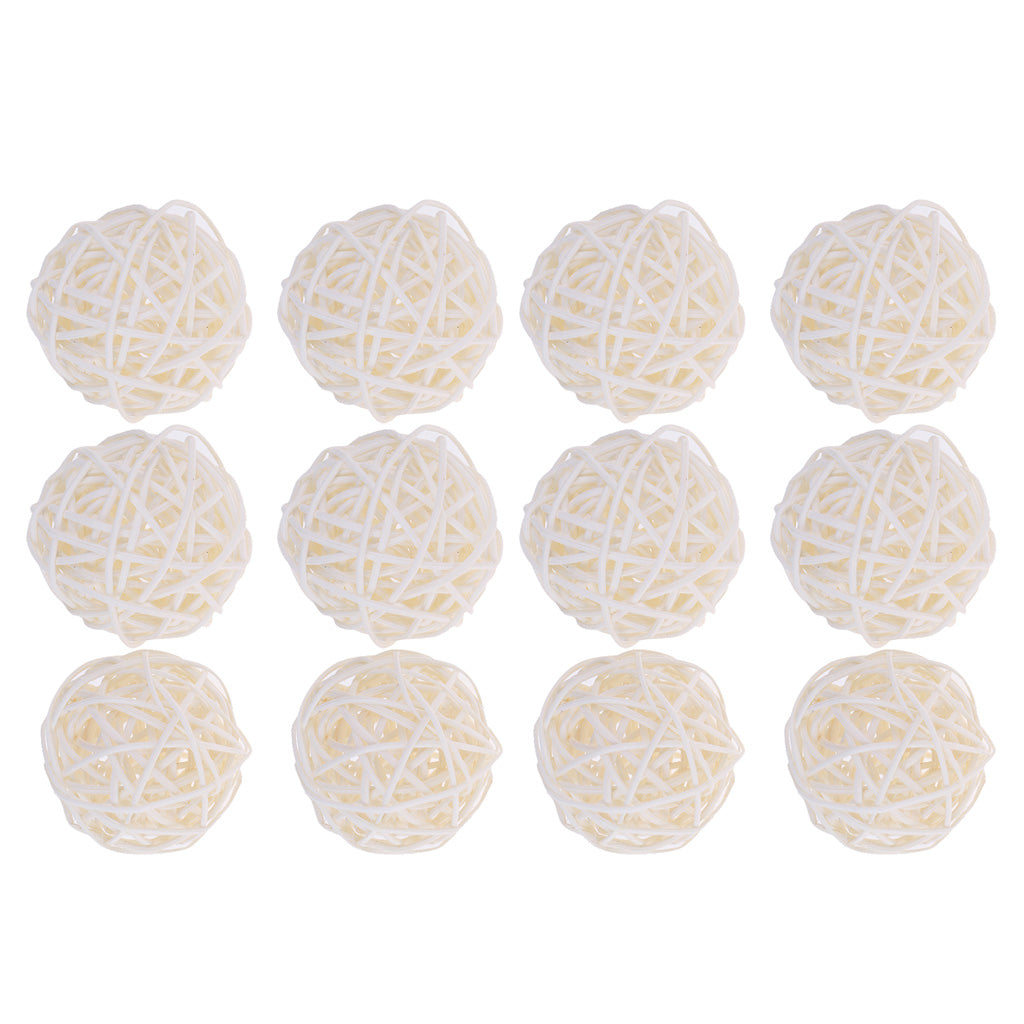 12x Wicker Rattan Ball Twig Orbs Balls DIY Ornaments Crafts Gift 7cm white