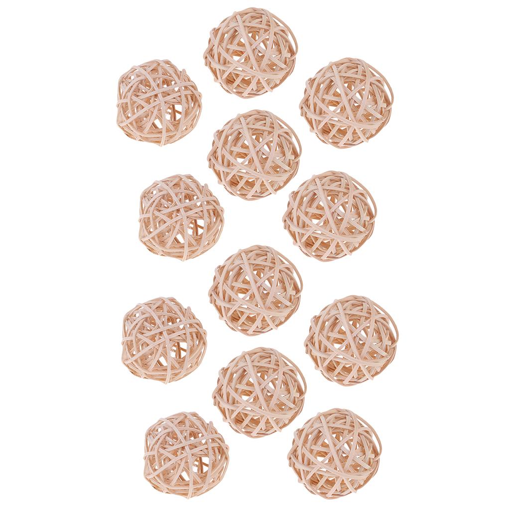 12x Wicker Rattan Ball Twig Orbs Balls DIY Ornaments Crafts Gift 7cm natural