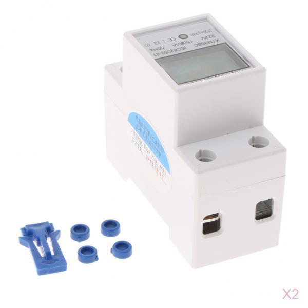 2PCS 220V Din rail Energy Meter Din Rail KWH Watt Hour Meter 1Phase 15/60A