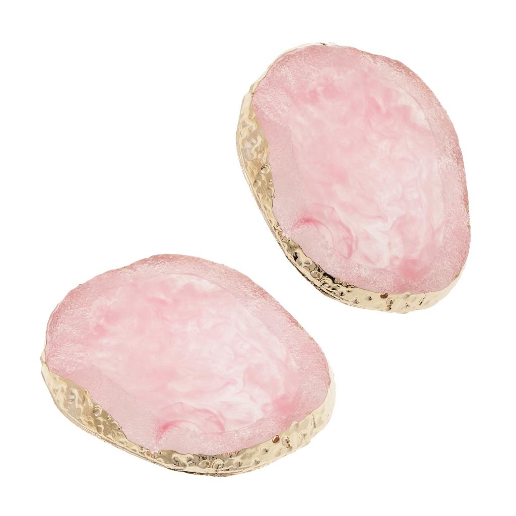 2x Resin Imitation agate nail art Palette drink coaster cup mat decors pink