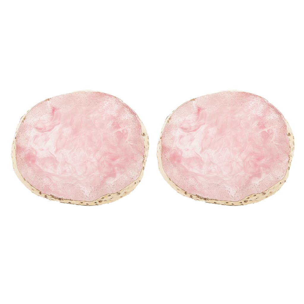2x Resin Imitation agate nail art Palette drink coaster cup mat decors pink