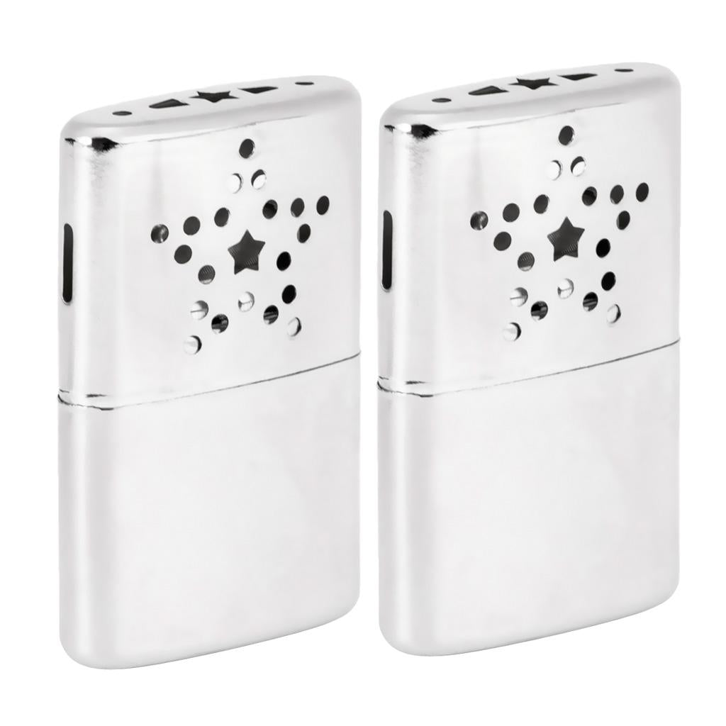 2x Stainless Steel Reusable Pocket Heater Hand Warmer Handwarmers with Pouch