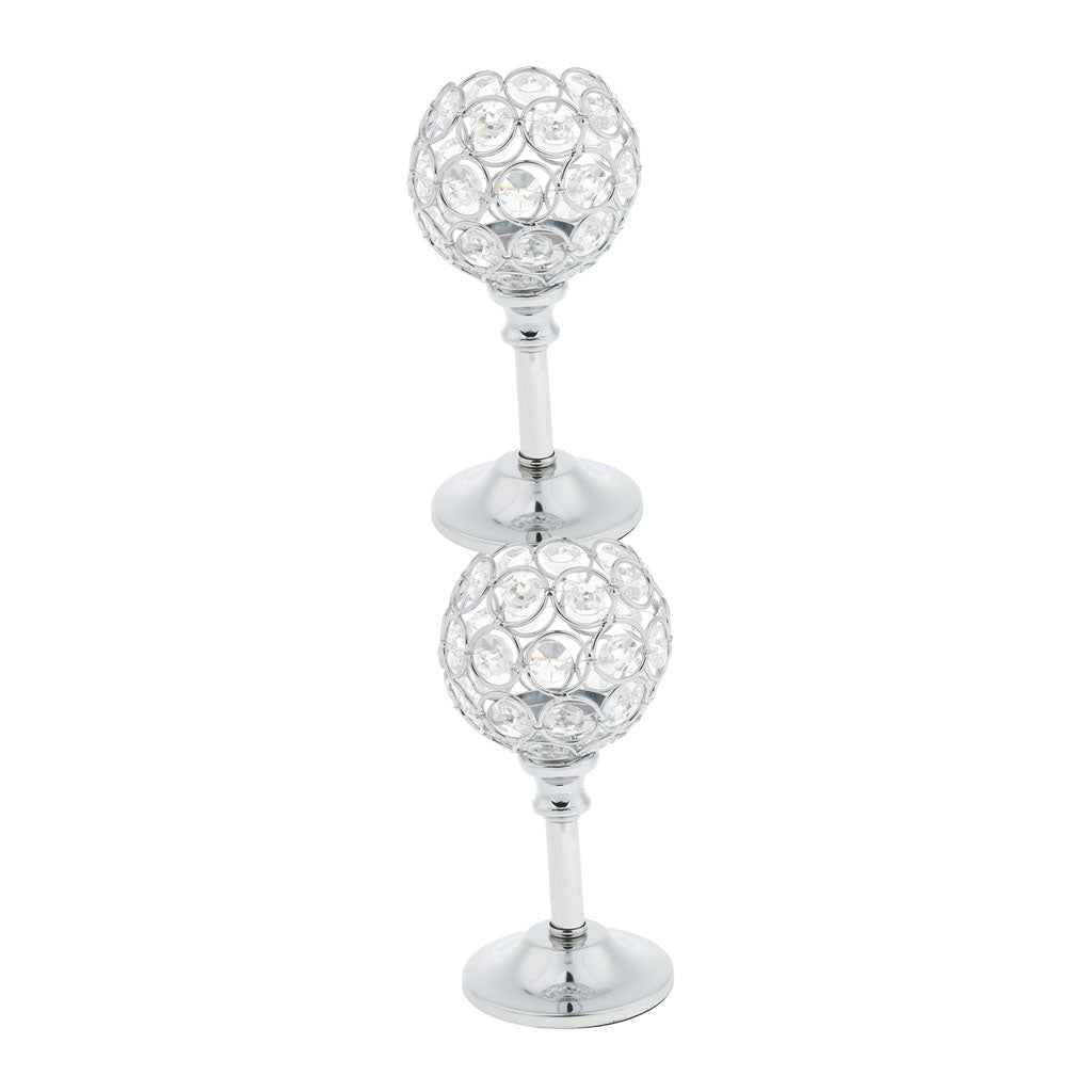 2xMosaic Crystal Candle Holder Tea Light Stand Candelabra Silver - S