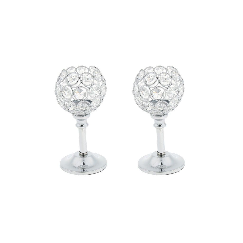 2xMosaic Crystal Candle Holder Tea Light Stand Candelabra Silver - S