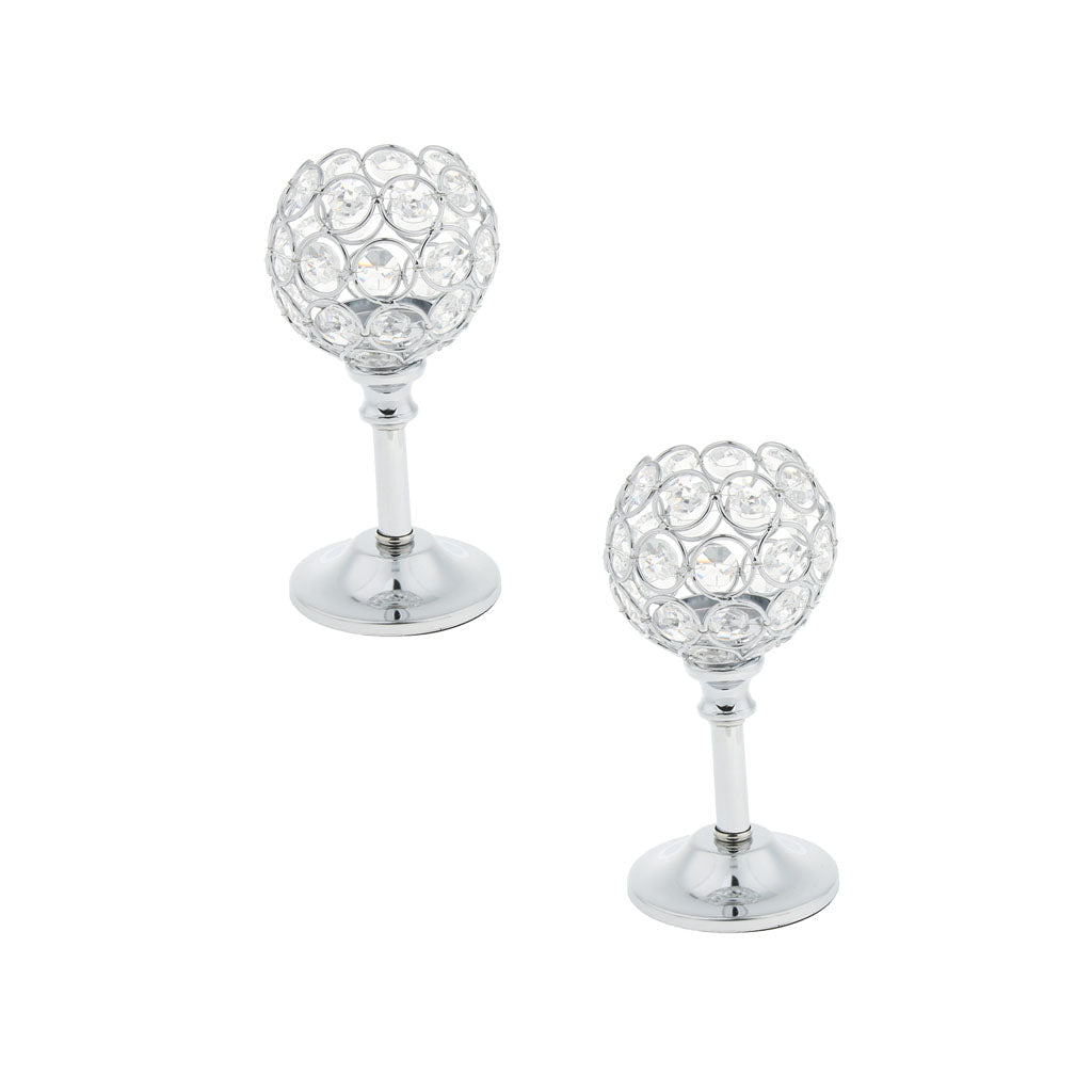 2xMosaic Crystal Candle Holder Tea Light Stand Candelabra Silver - S