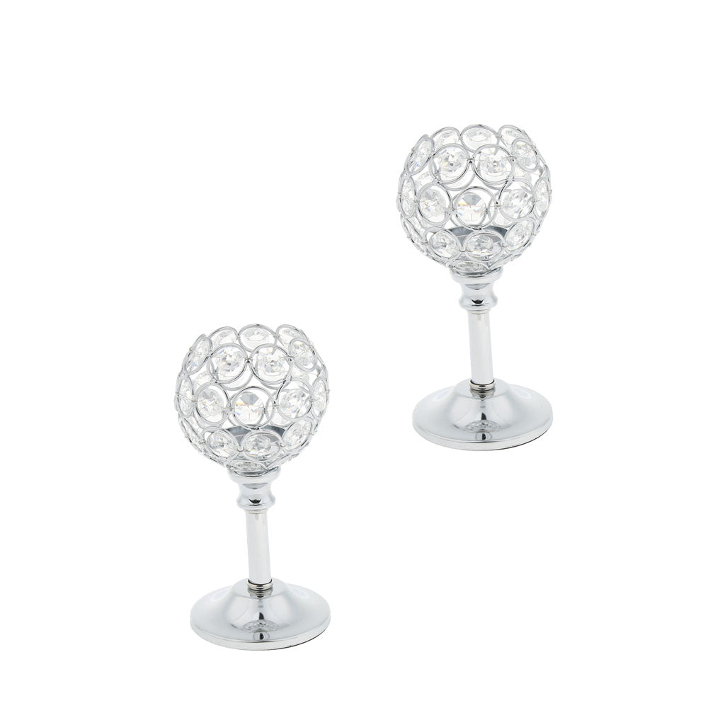 2xMosaic Crystal Candle Holder Tea Light Stand Candelabra Silver - S