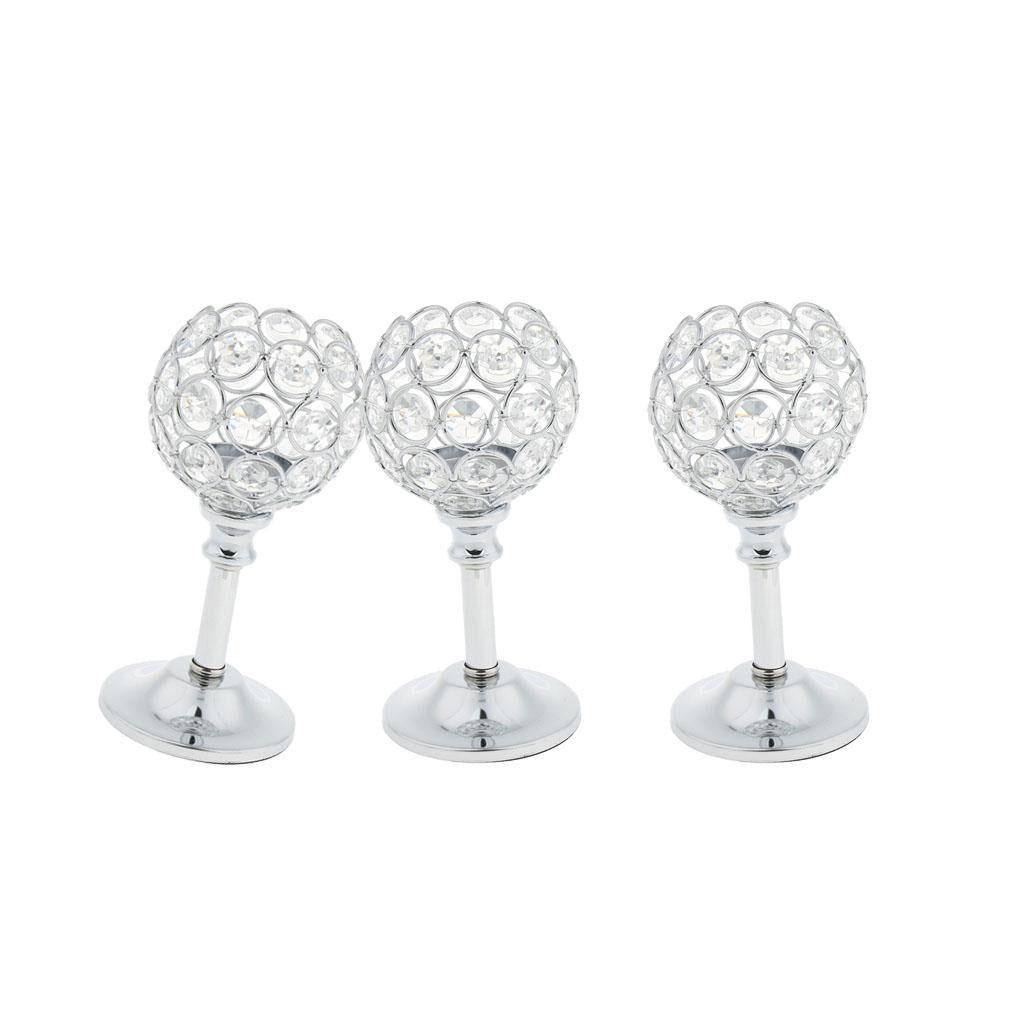 3xMosaic Crystal Candle Holder Tea Light Stand Candelabra Silver - S