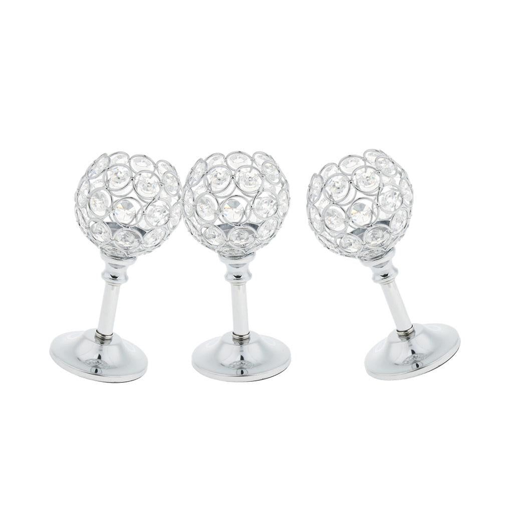 3xMosaic Crystal Candle Holder Tea Light Stand Candelabra Silver - S