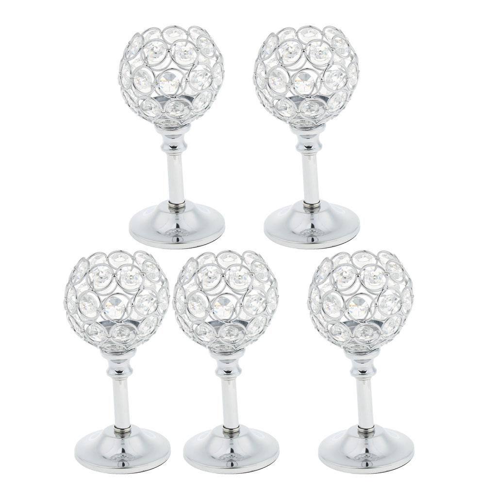 5xMosaic Crystal Candle Holder Tea Light Stand Candelabra Silver - S
